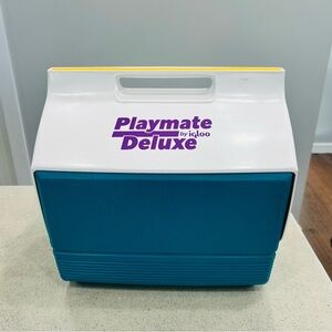 VTG Cooler~Playmate Deluxe By Igloo Yellow/White/Teal Green/Purple~1990s